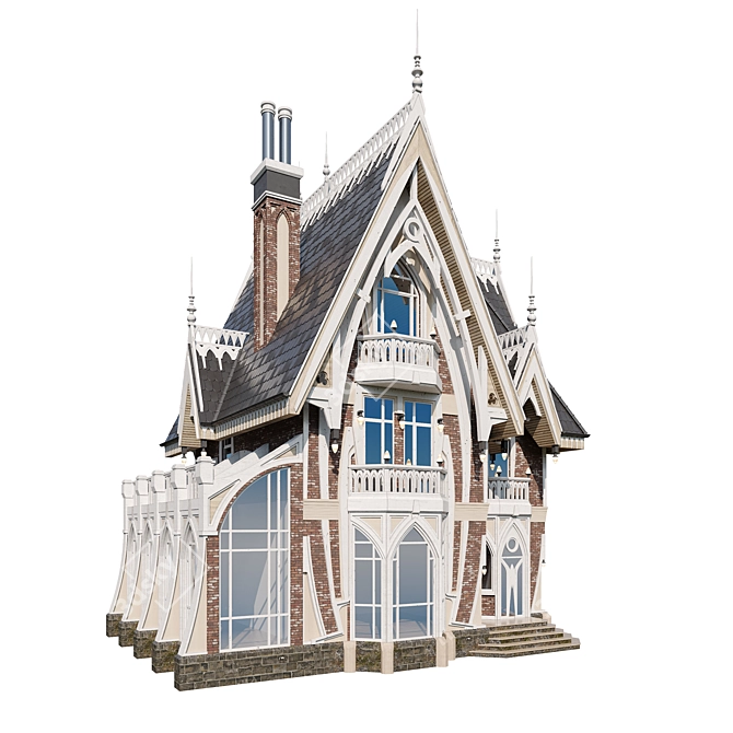 Gothic Manor: Elegant and Haunting 3D model image 4