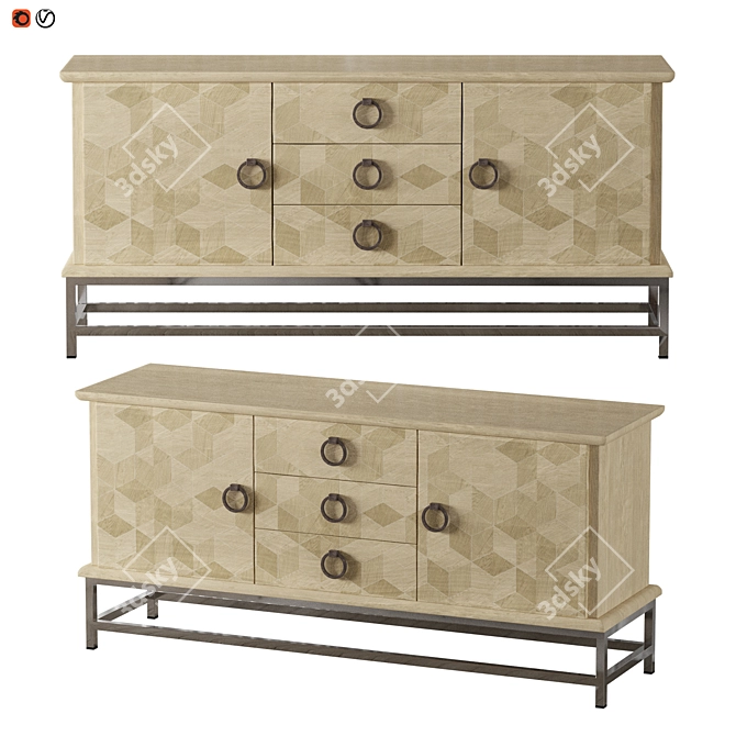 Moslins Cream Sideboard: Art Deco Style 3D model image 1