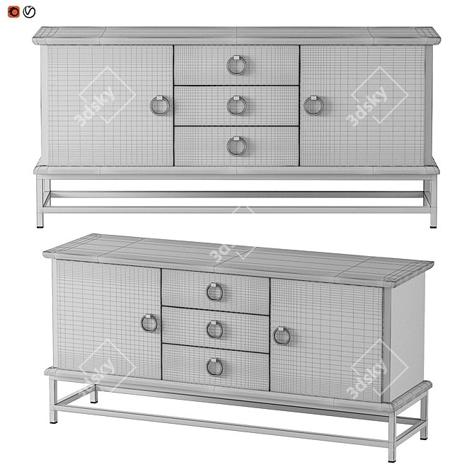 Moslins Cream Sideboard: Art Deco Style 3D model image 2