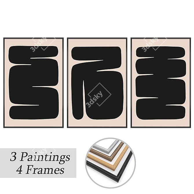 Elegant Wall Art Set with Multiple Frames 3D model image 1