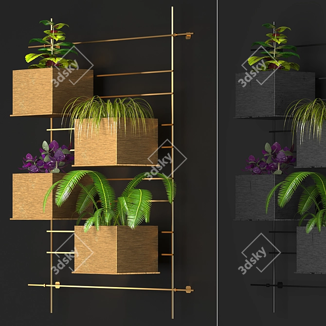 Quad Box Wall Planter Set 3D model image 2