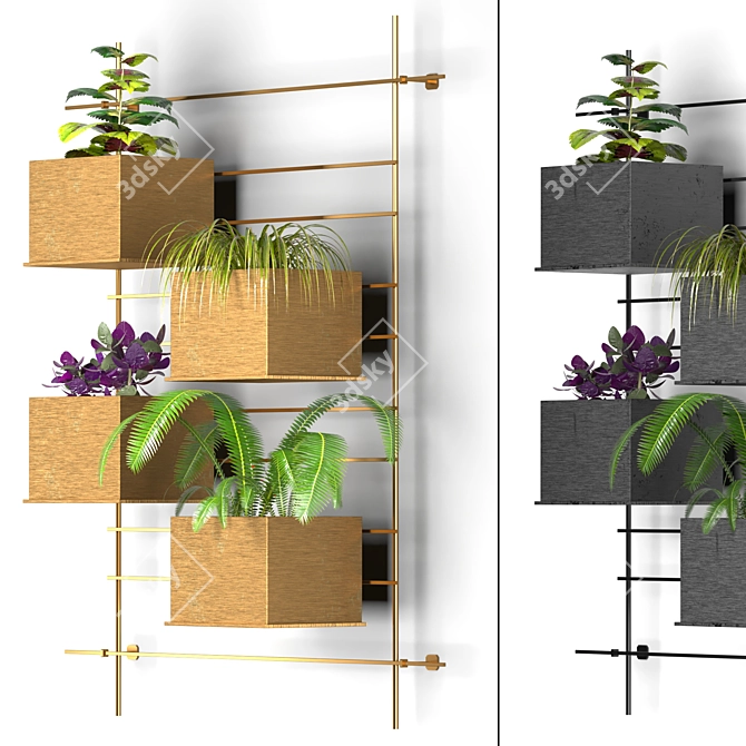 Quad Box Wall Planter Set 3D model image 3