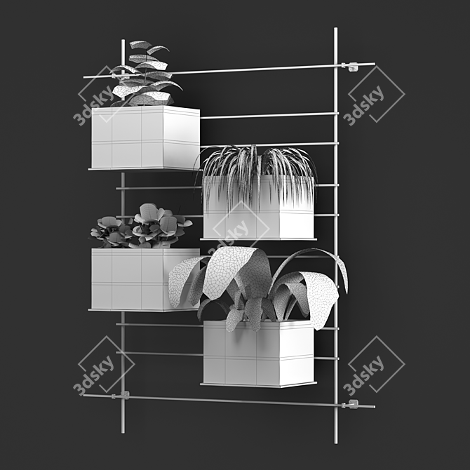 Quad Box Wall Planter Set 3D model image 5