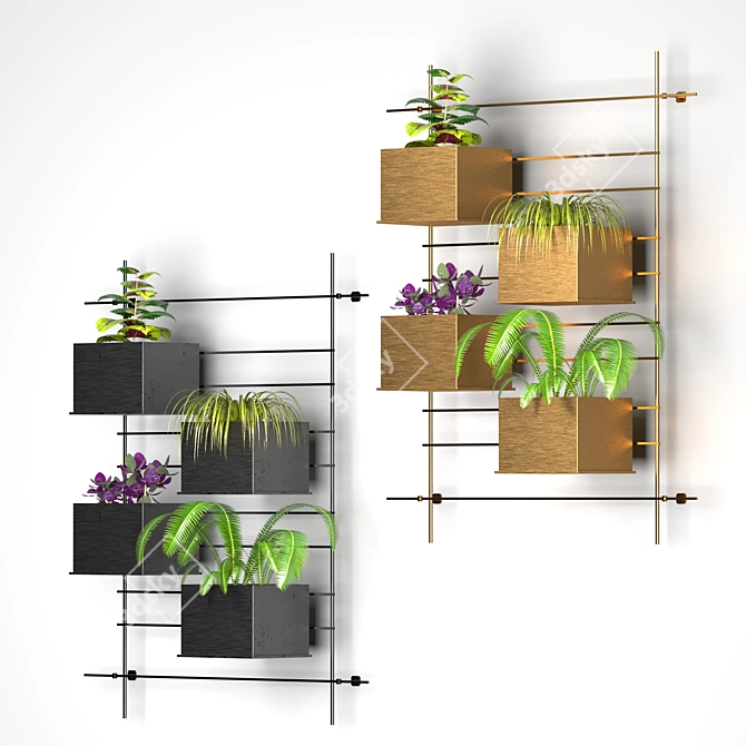 Quad Box Wall Planter Set 3D model image 8