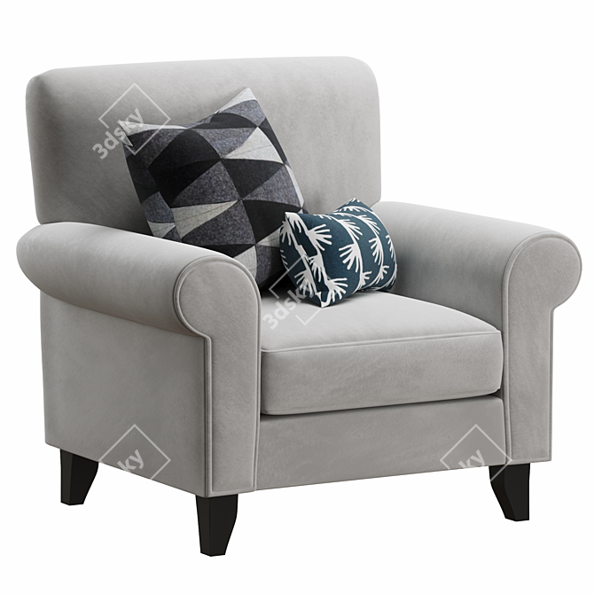 Modern Tula Fabric Accent Chair 3D model image 2