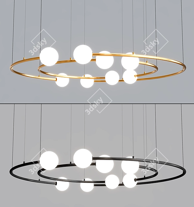 Eccentric Dual Pendant Lamp 3D model image 2