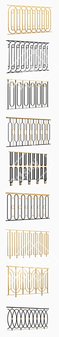 Classic Iron Railings Set 3D model image 2