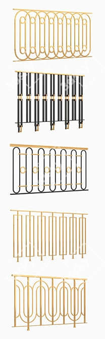 Classic Iron Railings Set 3D model image 4