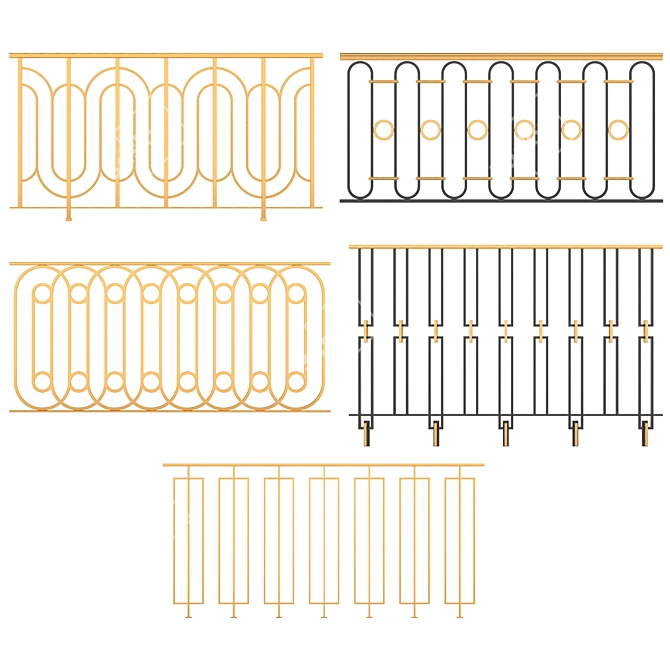 Classic Iron Railings Set 3D model image 6