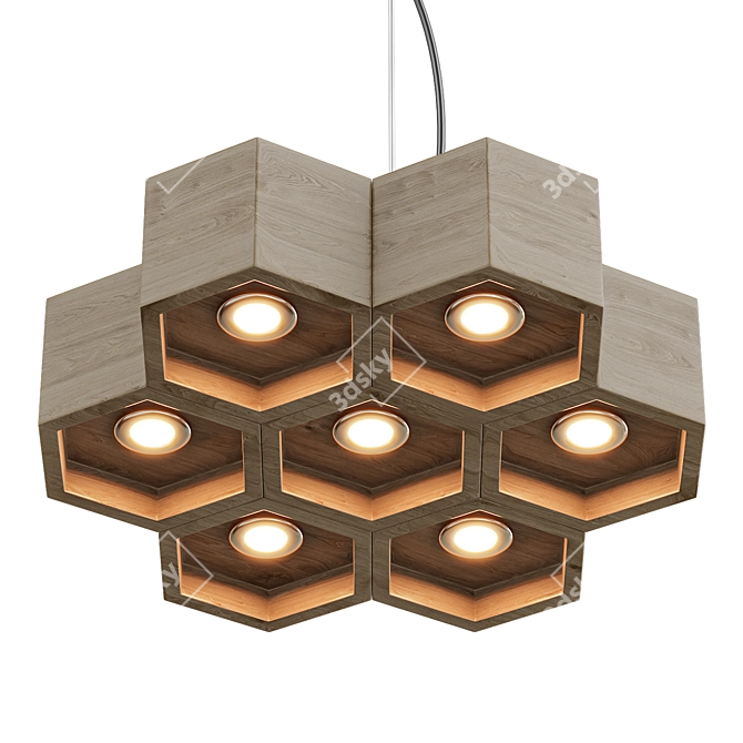 Modern Wooden Honeycomb Chandelier 3D model image 1