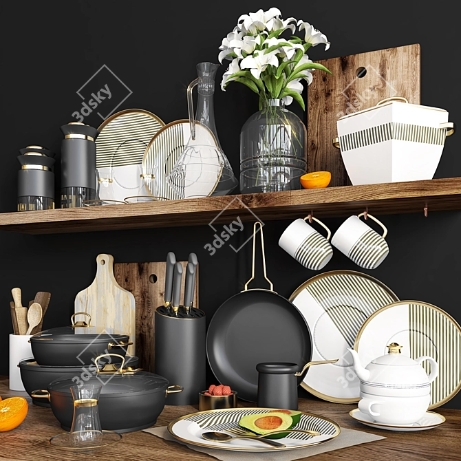 Elegant Kitchen Accessory Set 3D model image 2