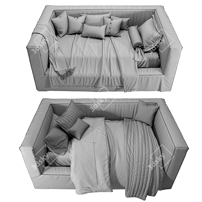 RH Brook Slipcovered Daybed: Cozy Elegance at Your Fingertips 3D model image 4