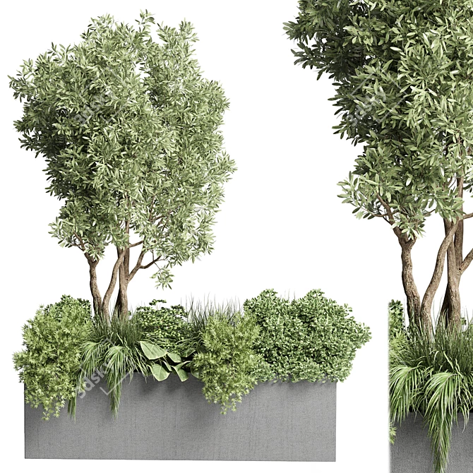 Outdoor Garden Concrete Vase Collection 3D model image 1