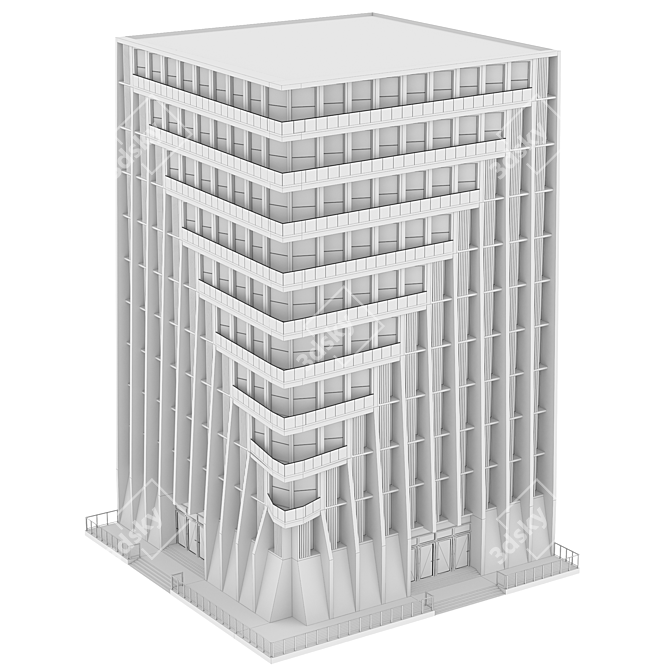 Parametric Corner Building: Detailed Facades 3D model image 5