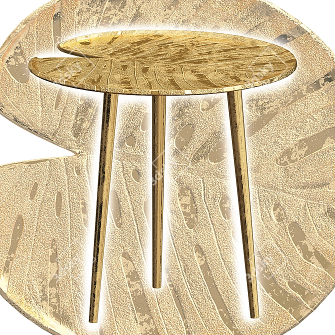 Glamorous Gold Leaf Side Table 3D model image 2