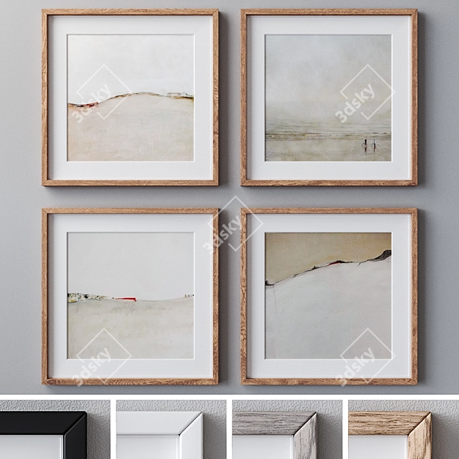 Multicolor Wood Photo Frames Set 3D model image 1