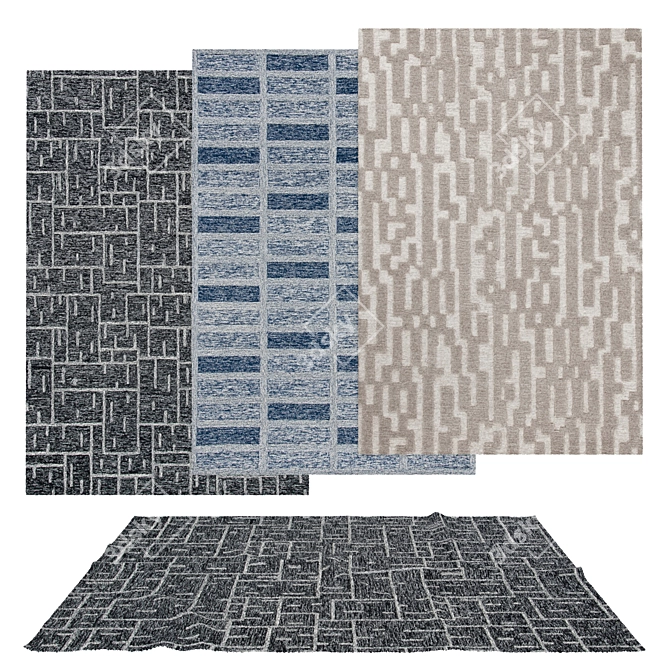 Versatile Rug Set - 6 Unique Designs 3D model image 1