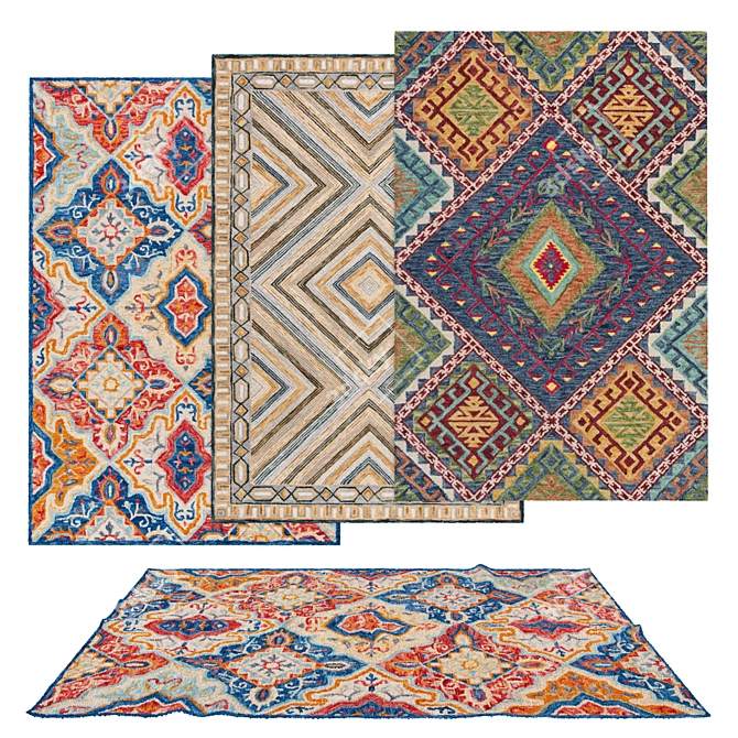 6-Piece Variety Rugs Set 3D model image 1