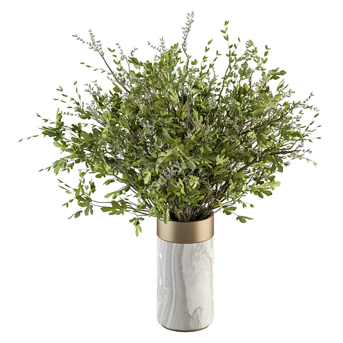 Elegant Green Branch Bouquet 3D model image 1