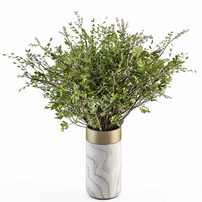 Elegant Green Branch Bouquet 3D model image 2