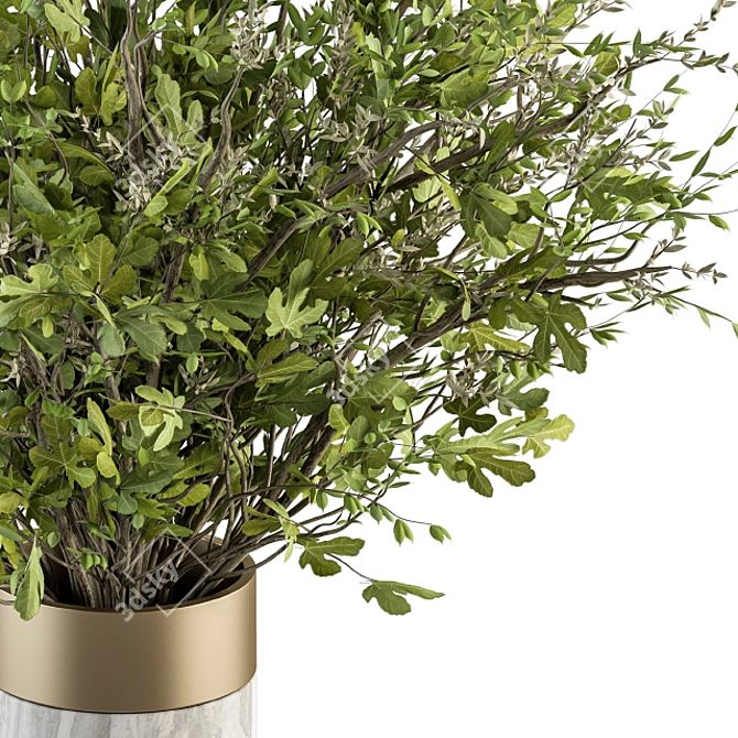 Elegant Green Branch Bouquet 3D model image 3