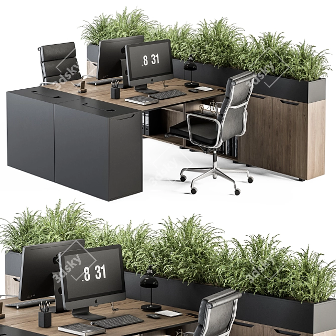 Modern Employee Office Furniture Set 3D model image 1