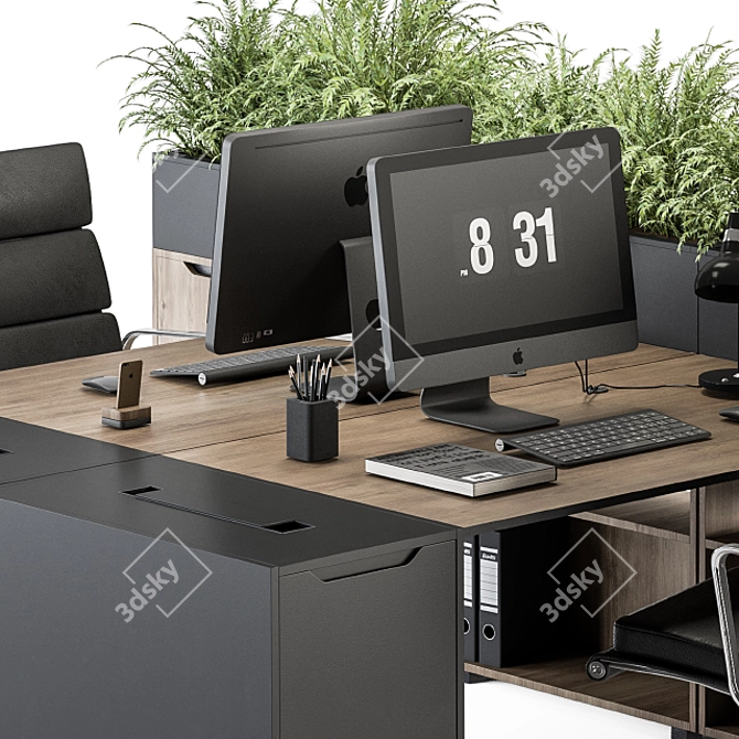 Modern Employee Office Furniture Set 3D model image 2