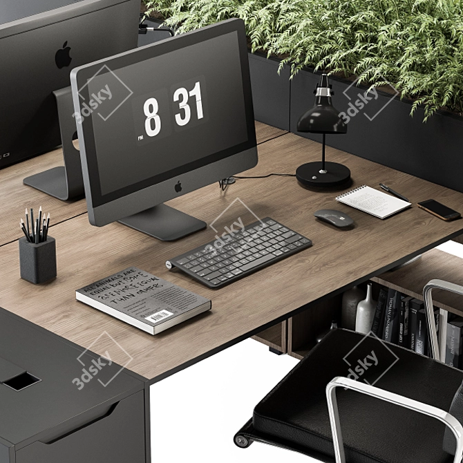 Modern Employee Office Furniture Set 3D model image 3