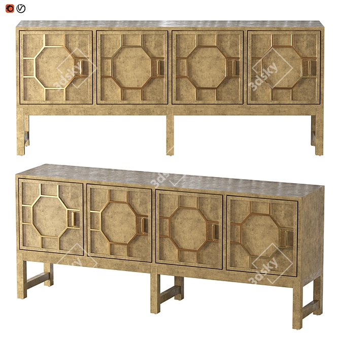 Art Deco Brass and MDF Sideboard 3D model image 1
