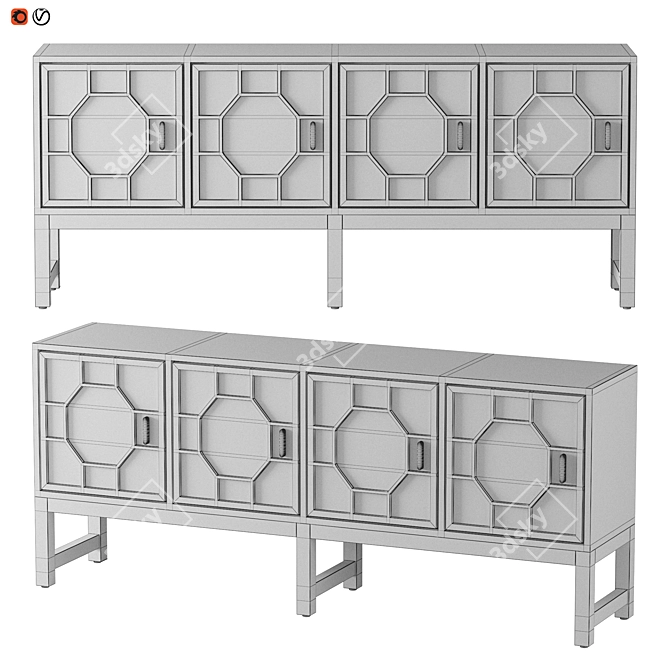 Art Deco Brass and MDF Sideboard 3D model image 2