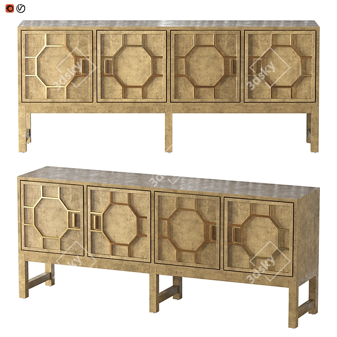 Art Deco Brass and MDF Sideboard 3D model image 3