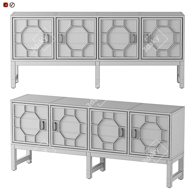 Art Deco Brass and MDF Sideboard 3D model image 4