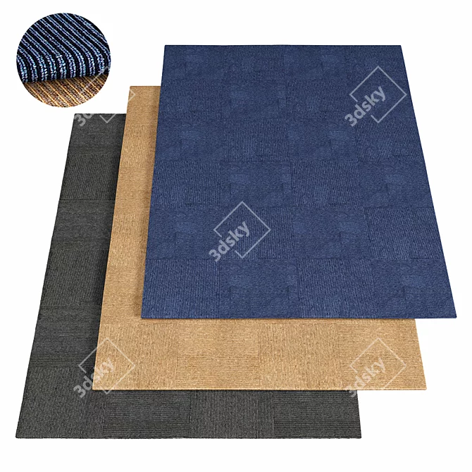 Blue Lines Contemporary Rug 3D model image 1