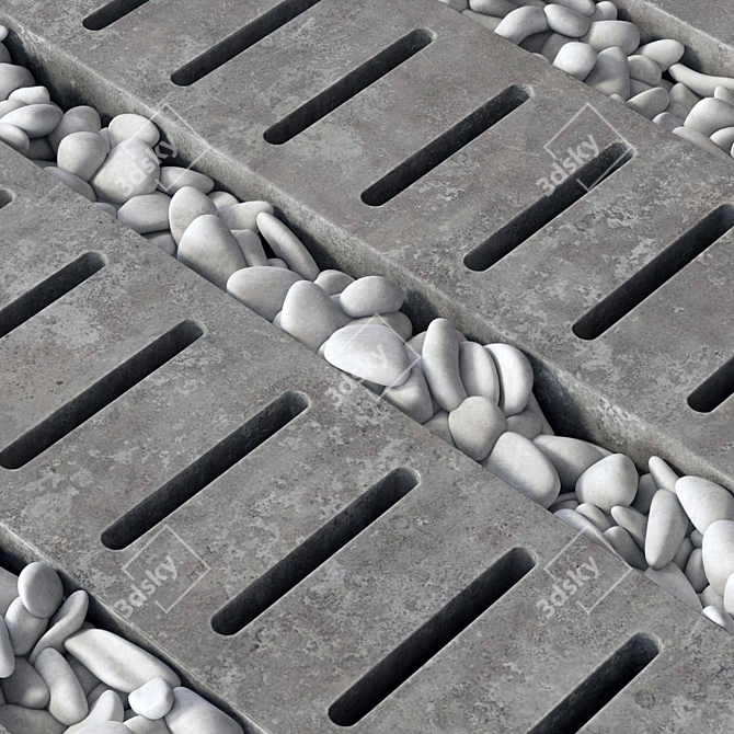 Smooth Paving Road Plate with Pebbles 3D model image 4