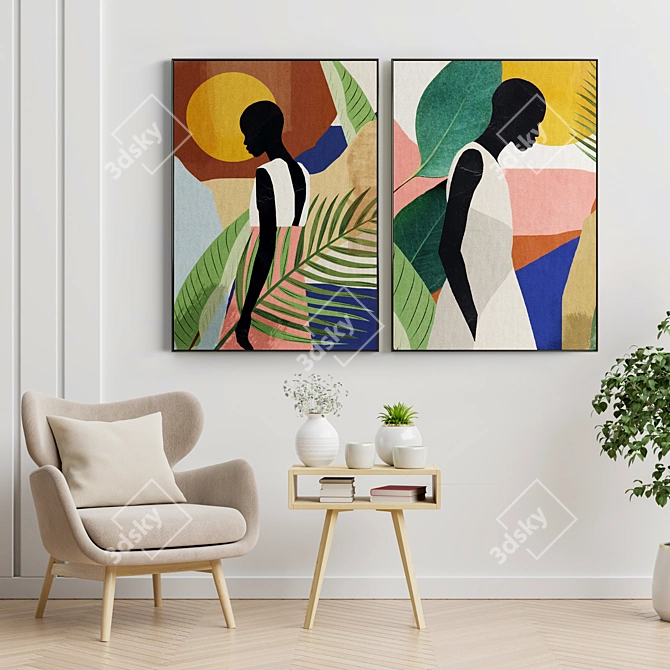 Minimal Frame Art Set - Abstract Paintings 3D model image 2