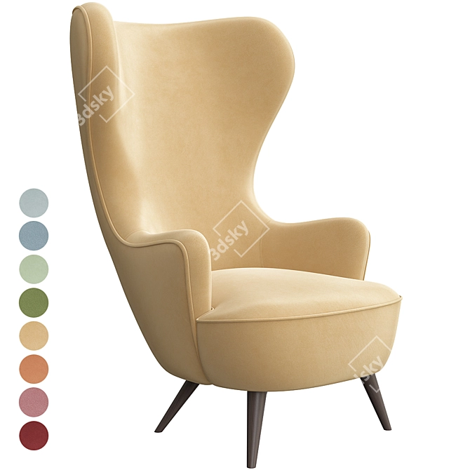 Elegant Micro Wingback Chair 3D model image 2