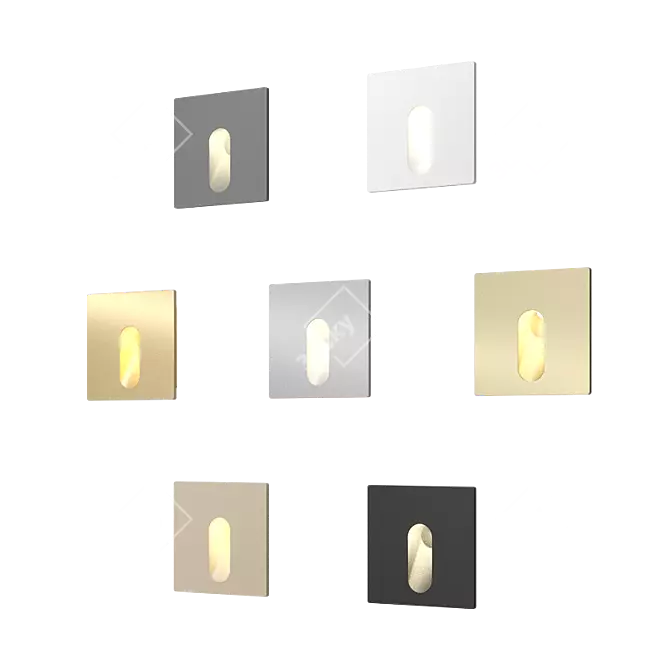 Square LED Stair Lighting Fixture 3D model image 2