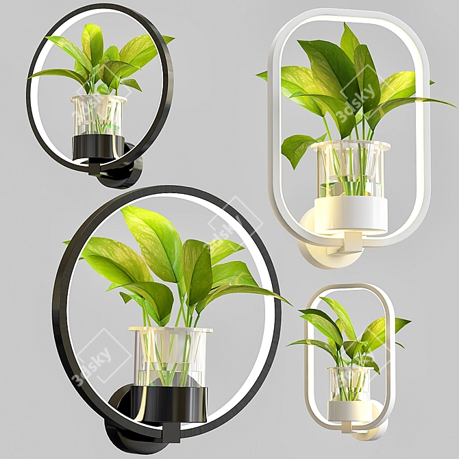 Modern Glass and Metal Lamp Bra 3D model image 1