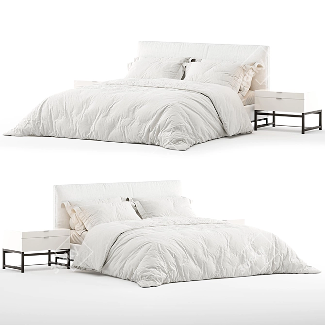 Modern White Minotti Andersen Bed 3D model image 2