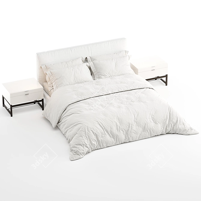 Modern White Minotti Andersen Bed 3D model image 4