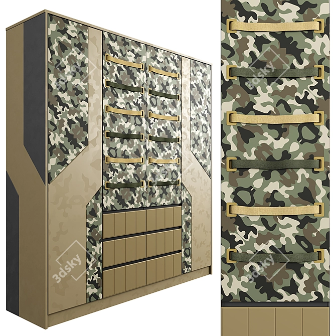 Camouflage Military Clothing Storage 3D model image 2