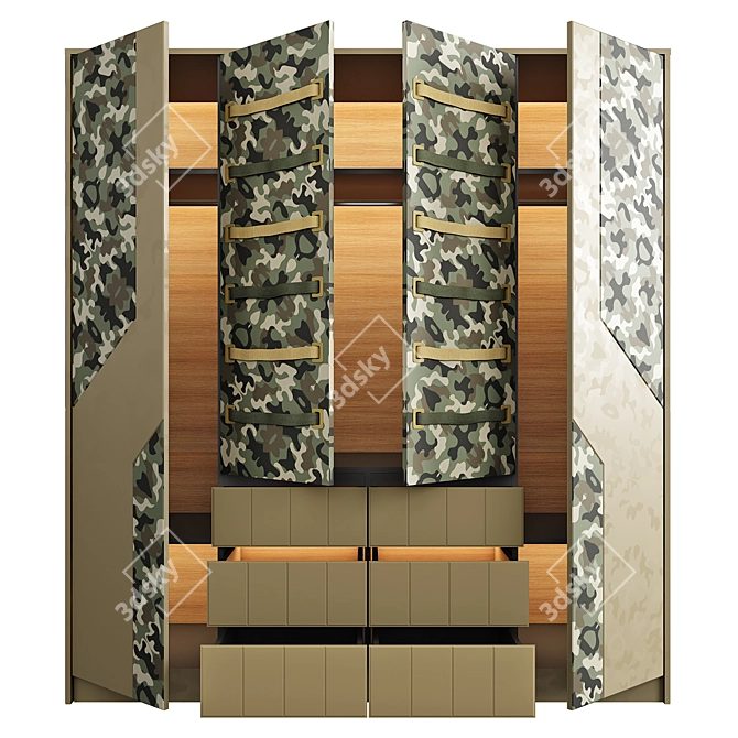 Camouflage Military Clothing Storage 3D model image 3