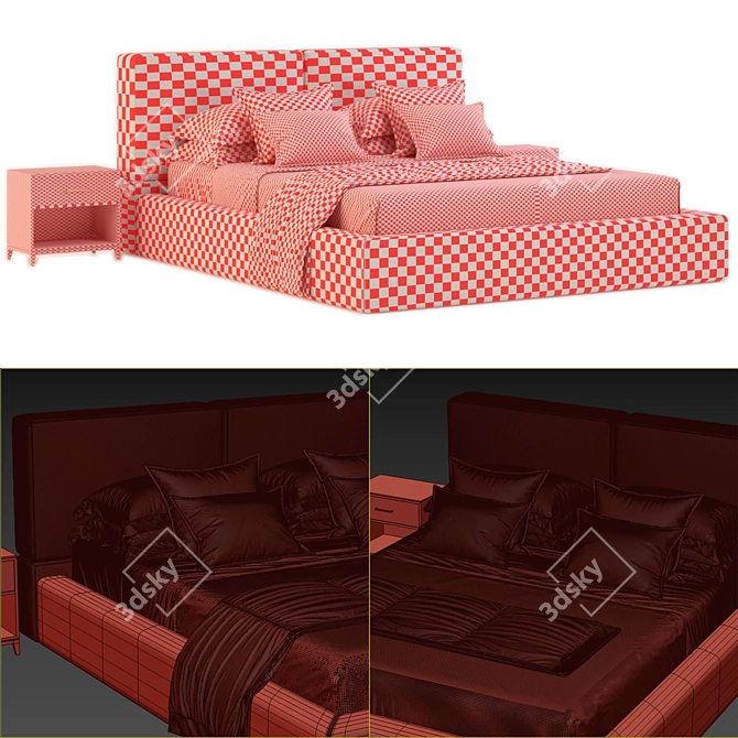 Sleek decorfacil Bed: High Quality & Topology 3D model image 5