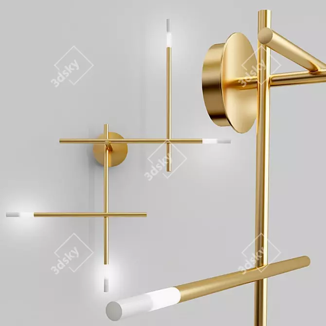 Modern Tubular Sconce for Traverse Wall 3D model image 2