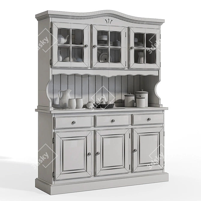 Rustic Pine 3P Glass Cabinet 3D model image 4