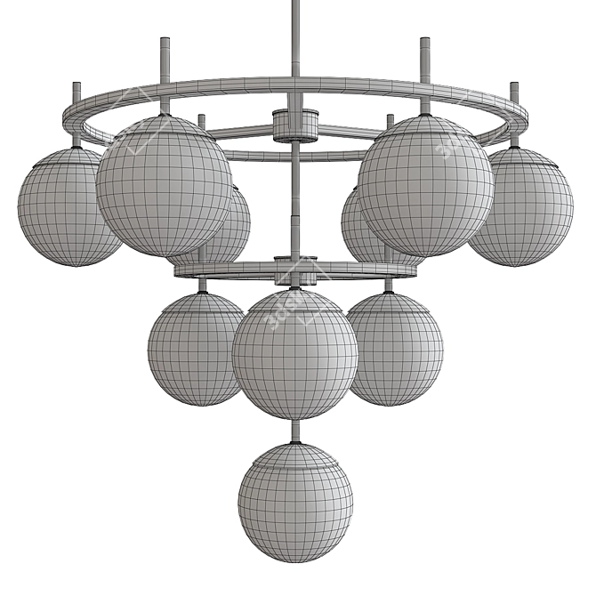 Elegant Alluria 3-Tier Chandelier 3D model image 2