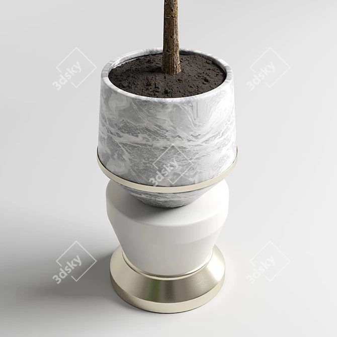 90 Indoor Plant Marble Vase - Ficus Rubbery 3D model image 3