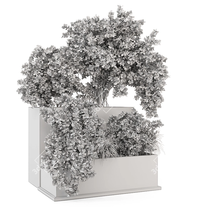 Rustic Outdoor Planter Set in Concrete Pot 3D model image 7