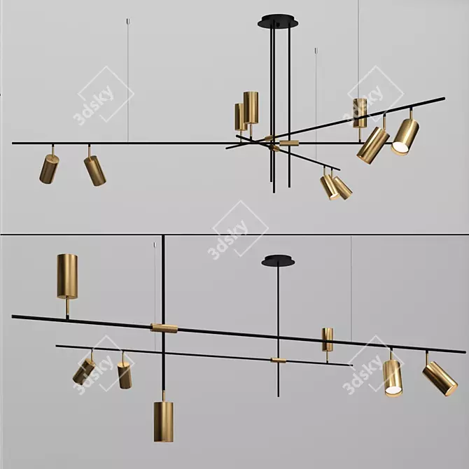 Sleek Swivel Shade Chandelier 3D model image 1