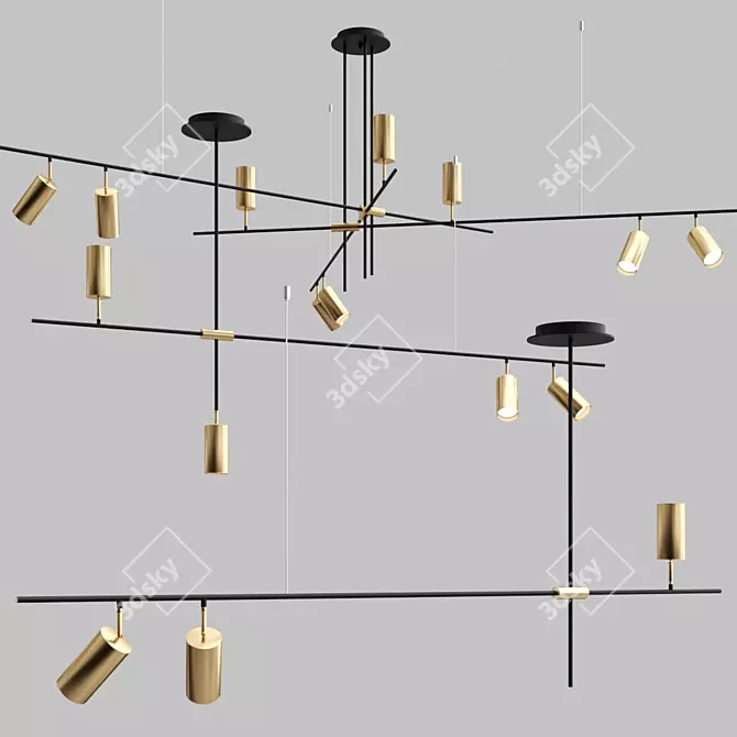 Sleek Swivel Shade Chandelier 3D model image 2